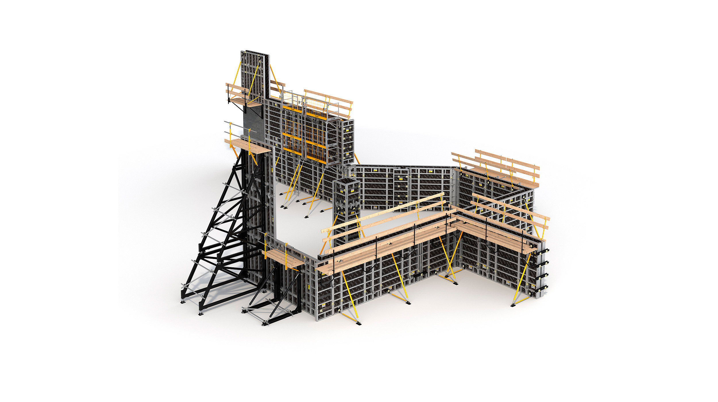 Sistema de moldaje modular para la construcción de todo tipo de estructuras verticales de hormigón. Destaca su alto rendimiento con el  mínimo coste en mano de obra.
