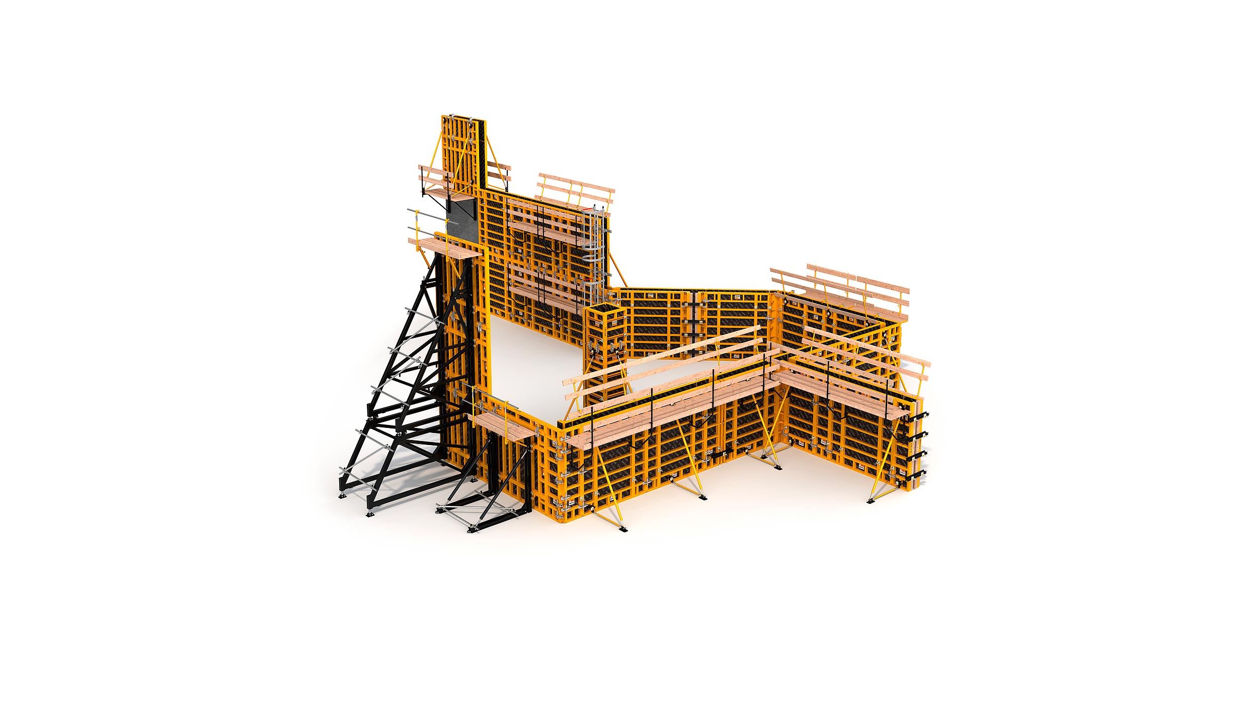 Sistema de moldaje modular para la construcción de todo tipo de estructuras verticales de hormigón. Destaca su alto rendimiento con el  mínimo coste en mano de obra.