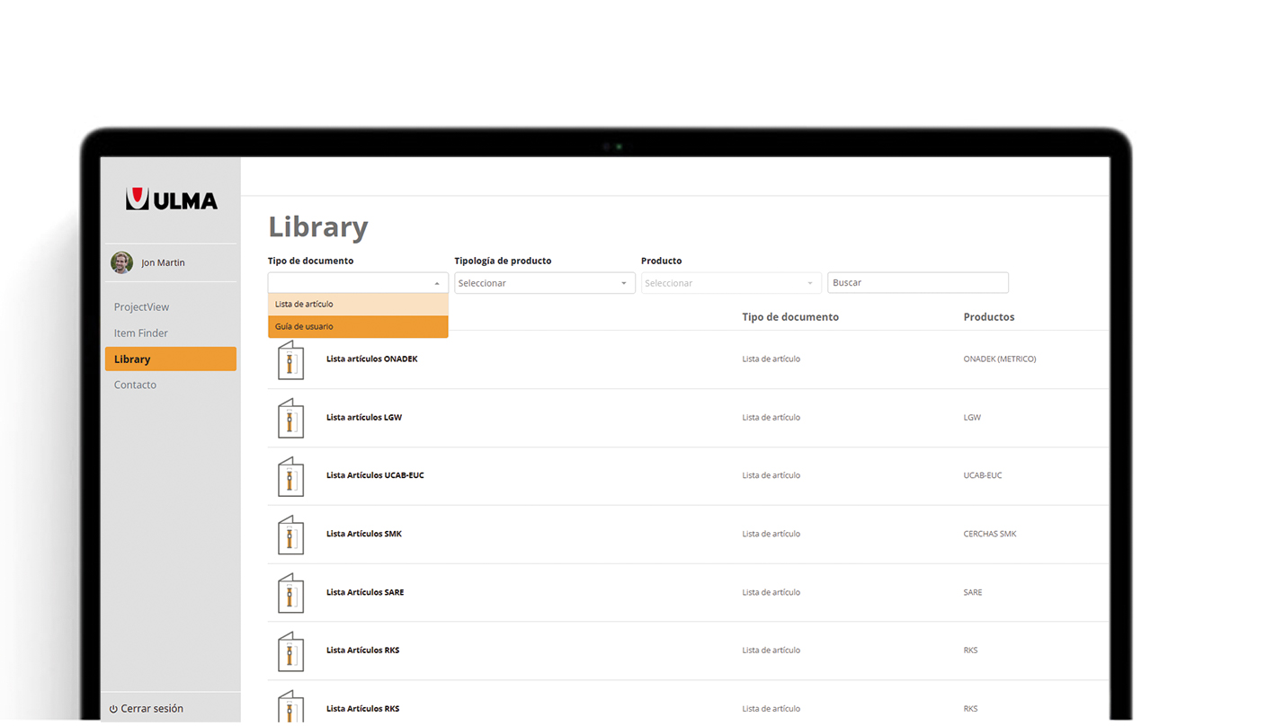 Múltiples documentos técnicos y un buscador. Todo en Library.